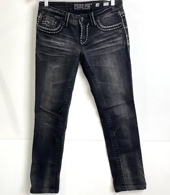 Miss Me Denim Brand Sunny Skinny Black Jeans Low Rise Dark Wash Size 28 • $27