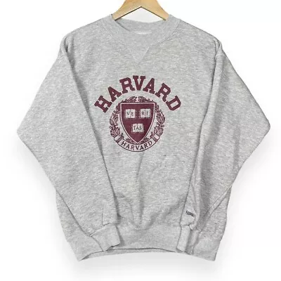 Vintage Harvard University Sweatshirt - Bike - USA Made Acrylic Blend Grey Large • $34.99