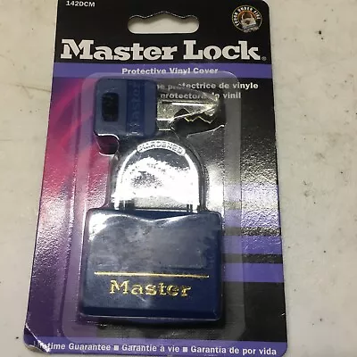 Master Lock Padlock 142DCM Blue Wide Covered Solid Body New In Package • $9