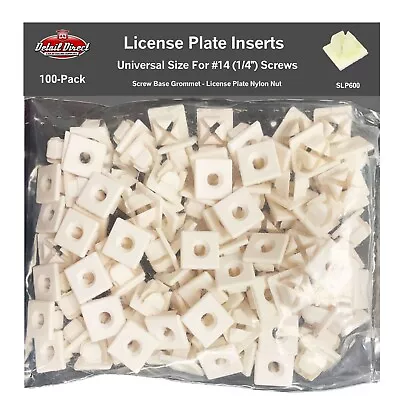 License Plate Screw Insert Universal #14 White Plastic Nylon Nut (100 Pack) • $24.90