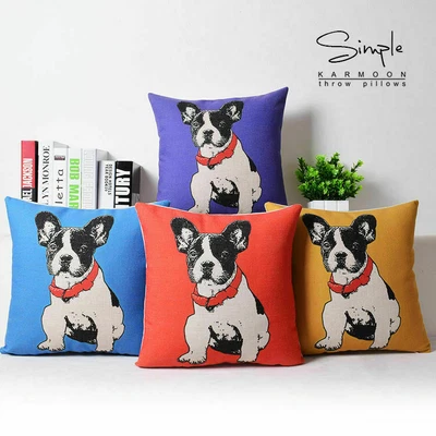 $3.39 • Buy Bulldog Pillow Linen Decorative French Cover 18  Classic 4 Colors Case Cushion