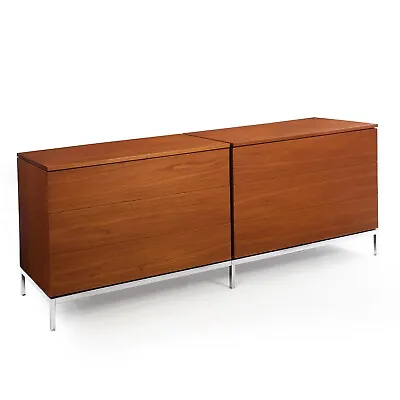 Circa 1970s Mid Century Modern Teak & Chrome Double Chest Credenza By Knoll • $7700