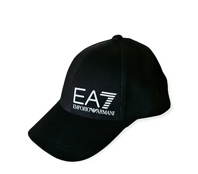 EA7 Mens Black Train Core ID Logo Cap One Size Adjustable Snapback • £52.12