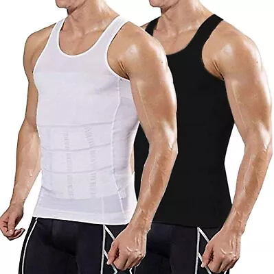 Men Compression Shirt Slimming Body Shaper Tank Tops Abs Abdomen Vest Undershirt • $14.79