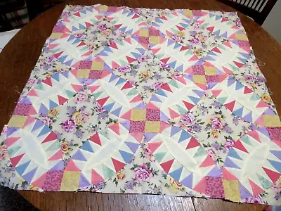 Handmade Quilt Top Only  Double Wedding Ring  Patchwork Wallhanging 32  Square • $32.99