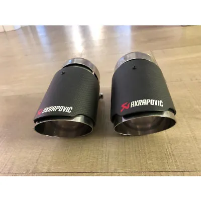 1pc Carbon Fiber Exhaust Tip 63mm Inlet/114mm Outlet Car Akrapovic Muffler Pipe • $49