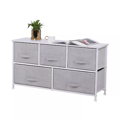 Fabric Chest Of Drawer Dresser Storage Cabinet With 5 Drawers Hallway Bedroom • £69.99