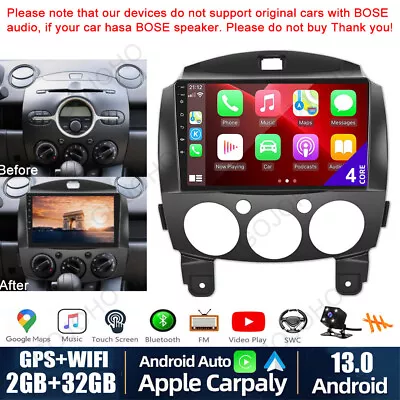 Android 13.0 For Mazda 2 2007-2014 Car Radio Wifi GPS Navi Player Apple CarPlay • $127.88
