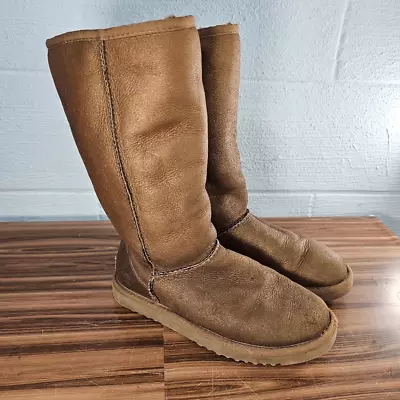 RARE Ugg Classic Tall Boots Bronze 5823 Size 6 Leather Sherpa • $59.99