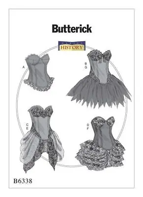 Butterick Sewing Pattern 6338 Curved-Hem Close Fitting Corsets Skirts 6-14 UC • £10.42