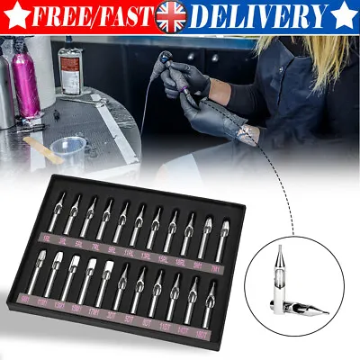 22x Stainless Steel Tattoo Nozzle Tips Set Professional Mixed Type Tattoo Needle • £16.65