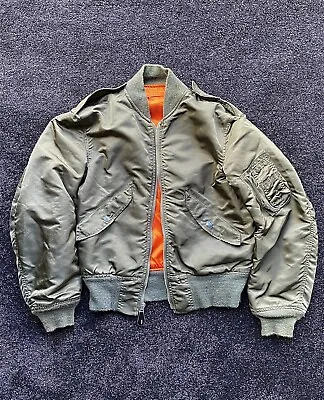 Vintage Military Bomber Jacket L-2b Reversible Sage Green Made In Usa Small Rare • $205.89