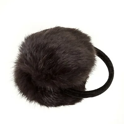 Surell Rabbit Fur Earmuff With Black Velvet Band - Brown • $55