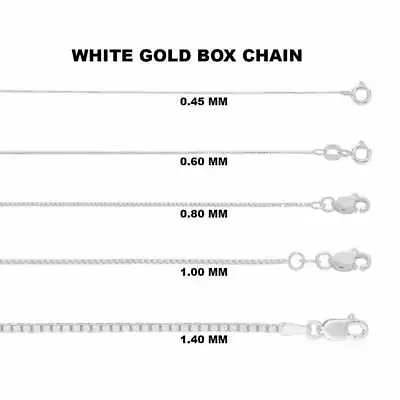 $68.99 • Buy 10K Solid White Gold Box Chain Necklace, 16  To 24  Inch, 0.5mm To 1.0mm Thick 