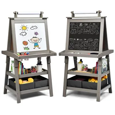 £69.99 • Buy 3 In 1 Kids Art Easel Double-Sided Blackboard Magnetic Whiteboard W/ Paper Roll