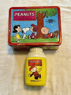 Peanuts Lunch Box Schulz 1973 Charlie Brown Snoopy Psychiatric Help W/themos • $29.99