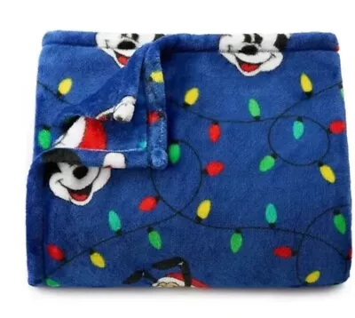 Blue MICKEY Mouse Christmas LIGHTS Oversized 5x6' THROW BLANKET The Big One NEW • $26.95