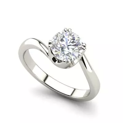 Twist Solitaire 0.5 Carat VVS1/D Round Cut Diamond Engagement Ring Treated • $2266