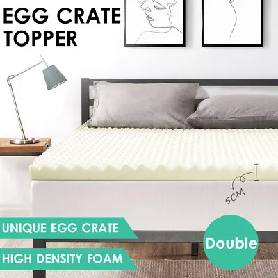 Egg Crate Mattress Topper High Density Foam Underlay Protector - 5cm - Double  • $46.80