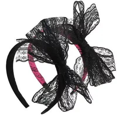 2PC Big Bow Lace Bow Headband Costume Headdress Gift Hair Hoops  80s Party • £4.72