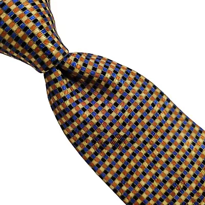 13a) Stefano Ricci Goldblue Black Geometric 100% Silk Necktie Made In Italy  • $39.95