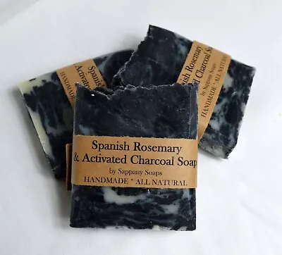 Handmade Spanish Rosemary Charcoal Soap Vegan Organic  Ingredients 100% NATURAL  • £4.25