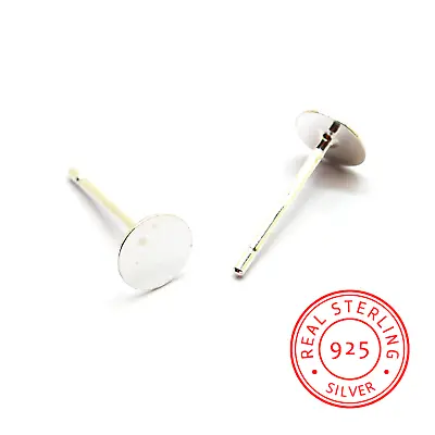 10 Sterling Silver 925 Earring Posts 11mm Long 5mm Flat Pad Ear Studs P00165ST • £10.89