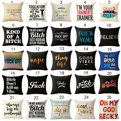 18  Vintage Words Cotton Linen Pillow Case Sofa Throw Cushion Cover Home Decor • $3.99