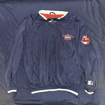Vintage Sz Med Cleveland Indians Starter Pullover Windbreaker Jacket 90s Y2K • $25