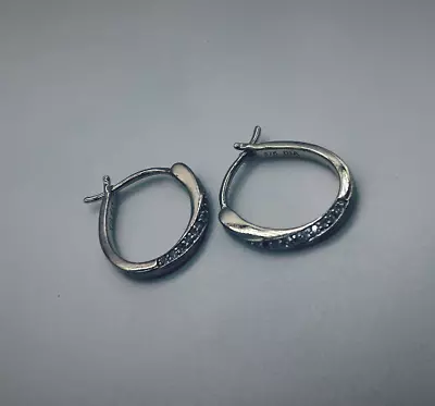 $129.33 • Buy Ladies' Solid 9ct Yellow Gold Diamond Drop Hoop Earrings RRP £120 Ex-Argos Stock