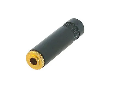 Rean NYS240BG 3.5mm Stereo Female Mini Jack Socket Black Gold 4mm Cable Diameter • £2.85