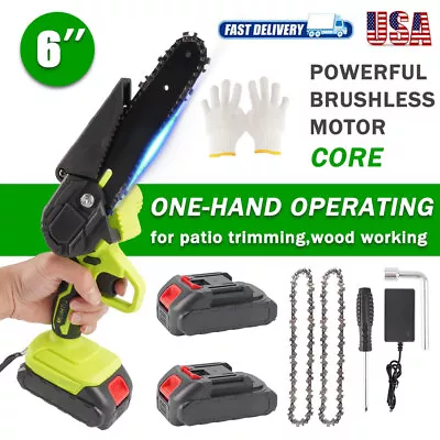 6＂Mini Handheld Electric Chainsaw Cordless Chain Saw Wood Cutter Rechargeable • $30.92