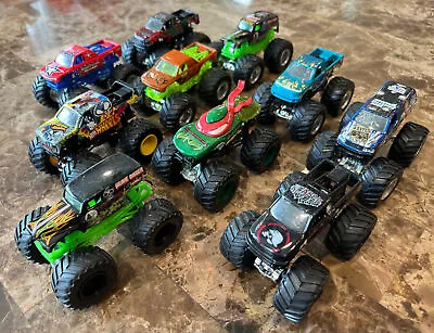 10 Hot Wheels Monster Jam Trucks Lot - Grave Digger Ninja Turtles More 1:64 • $29.99