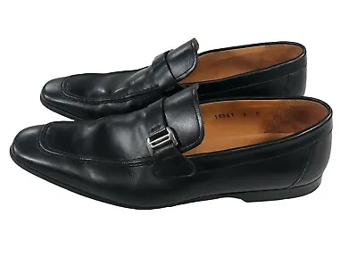 Magnanni Loafers Shoes Mens Size 9 Lino Black Leather Slip On Made In Spain • $54.99