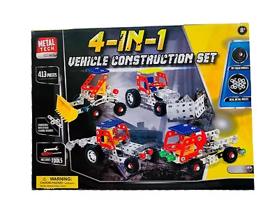 Metal Tech Build Your Own Vehicle Set ~ Construction Vehicles (4 Vehicles) • $39.99