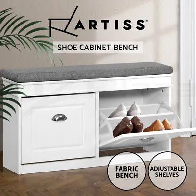 $89.95 • Buy Artiss Shoe Cabinet Bench Shoes Storage Rack Organiser Drawer White Shelf Drawer