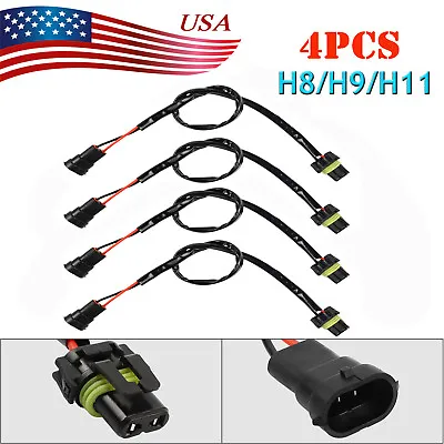 4x 9006 Sockets To H11 Bulbs Adapter Headlight Conversion Wire Pigtail Connector • $109.25