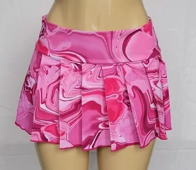 MICRO MINI Spandex Skirt Plaid Pleated (FloralFuchsia) • $30.50