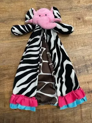 MudPie Elephant Plush Security Blanket Lovey Zebra Giraffe Pink Ruffles Rare HTF • $79.99