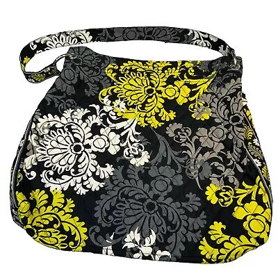 Vera Bradley Baroque Gray White Shoulder Bag Quilted Yellow Paisley • $18.69