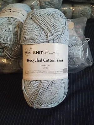 5 X 200g Balls KNIT & PURL Cotton Yarn GREY JAY Knitting Crochet Wool Baby Blue • £10.99