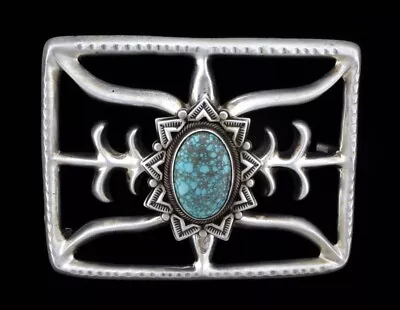 High Grade Natural #8 Micro-Web Turquoise Belt Buckle By Julius Burbank • $725