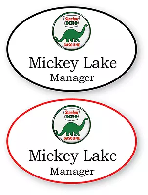 2 White Oval Sinclair Personalized Name Badges Safety Magnetic Fastener • $29.99