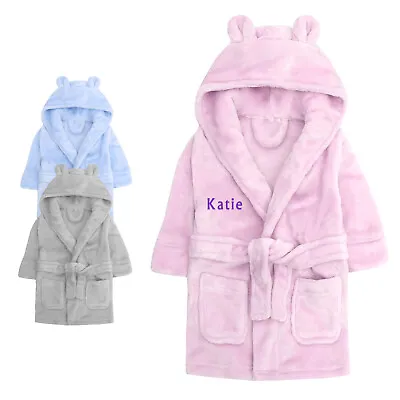 Personalised Hooded Bath Robe For Babies Customize With Rhinestone Bear Ears • £16.99