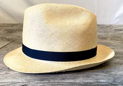 Stetson Premier Straw Hat Genuine Panama Style Fedora Vintage 60s • $111.99