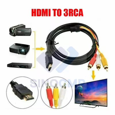 $4.99 • Buy 1080P HDMI Male To 3 RCA Video Audio AV Component Converter Adapter Cable HDTV