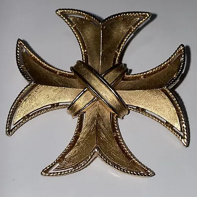 Trifari Pin Pendant Brooch Figural Maltese Cross Vintage Signed • $28.66