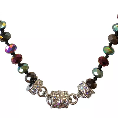 Kirks Folly Dragon Dreams Beaded Magnetic Necklace Silvertone / Purple Iris • $37.95