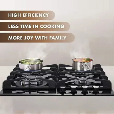 4-Burners Gas Cooktop 24 Inch Dual Burners NG/LPG Tempered Glass Drop-in Black • $145.99