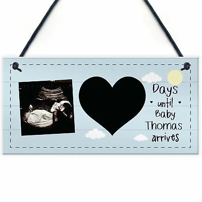 PERSONALISED Scan Picture Sign Countdown Chalkboard Baby Mummy To Be Gift • £4.99